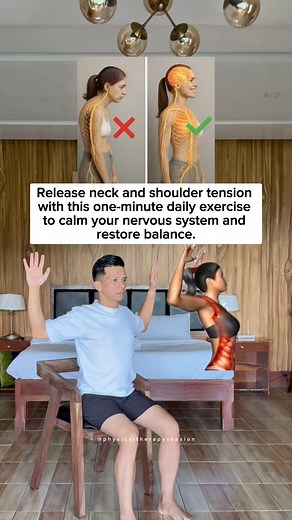 Your nervous system calms when you release the hidden tension in your neck and shoulders. With this simple one-minute daily exercise, you can activate your body’s rest and recover mode, ease stress, and feel safe again. 📍Bud Agad Resort #fblifestyle #PostureCorrection #calm #nervoussystem #physiotherapy | Physical Therapy Session