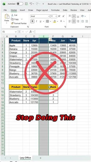 Insert a Column Without Messing Up Another Table in Excel #excel #exceltips #exceltricks