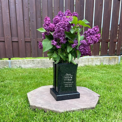 Personalized Granite Cemetery Vase, Engraved Memorial Flower Holder for Grave, Custom Stone Burial Vase, Weatherproof Cemetery Decoration - Etsy