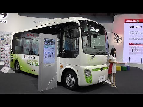 【4K動画】電気で走るバス（日野ポンチョEV）日野自動車（HINO）新型バス (Tokyo JAPAN)モーターショー