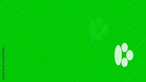 Animated animal paw icon.footprint graphic, motion graphic. Useful for social media, interfaces, info graphics, websites. Chroma key, green screen background.