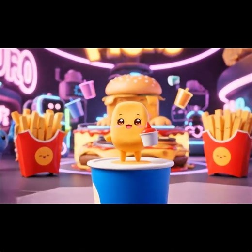Kawaii Fast Food Characters Come Alive 🍔🍟 | Cute Pixar-Style 3D Animation Shorts