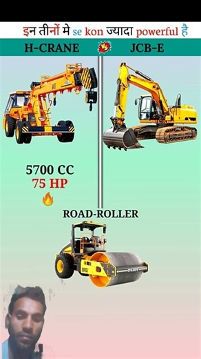 H-crane vs JCB -E vs road roller #facts #viralvideo