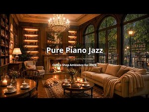 (NO ADS) Peaceful Jazz Piano with Rain,Fireplace Sound for Relax with Warm Candle Ambience for Study