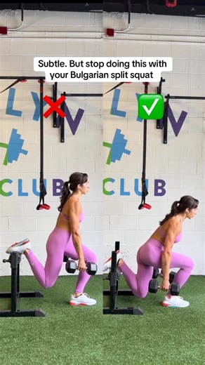ROXIE JONES | Strength & Nutrition Coach on Instagram: "Bulgarian split squats — left vs right ✋🏼 Left side (❌ less optimal): • Torso too upright • Back foot set too high • Shortened range of motion • Still works muscle, but limits how much the front leg is challenged Right side (✅ more optimal): • Lower back foot set up • Torso leans slightly forward (hip hinge) • More full range of motion • Keeps load in the front leg so glutes + hamstrings do the work It’s not that the first version doesn’t