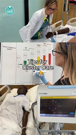 Why is “cluster care” so important?! 🏃‍♀️Cluster care in nursing means doing several tasks at once while you're already with the patient, so you're not constantly running in and out of the room. ✅Do ALL the things (or as many as the patient can tolerate) in one go! 💤 It’ll leave you less stressed, and your patient happier because they can finally get some rest 🧠Make sure you’re planning ahead and thinking of all the things to bring in with you! And we all know that shifts can change in an ins