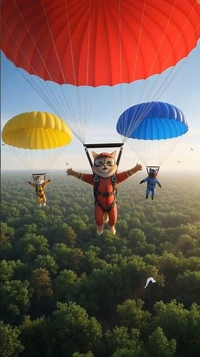 Three Brave Cats Jump From a Helicopter | Epic Skydive Adventure #CatAdventure #FunnyCats