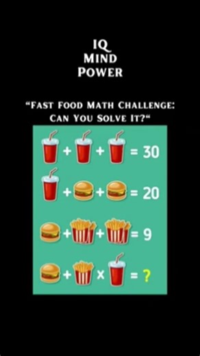 Fast Food Math Challenge:Can You Solve It🙂‍↔️