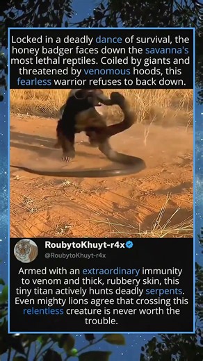 Why Mighty Snake Avoid the Fearless Honey Badger! 🦡🐍#HoneyBadger #CobraVsHoneyBadger
