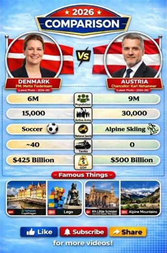 Denmark vs. Austria 2026: The Battle of the High-Income Giants 📊📈 #news #extraknowledge29official