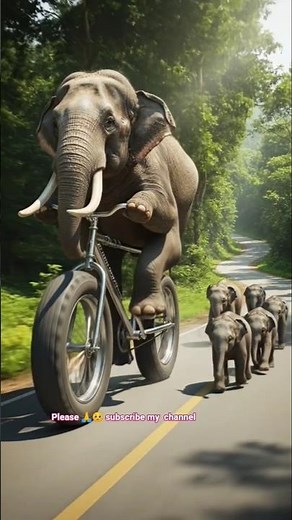 “Watch This Elephant Speed on a Bike! 🐘💨 | Baby Elephants Following!”#junglekingdom #AIVideo#automob