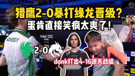 铁蛋看高潮Falcons 2-0绿龙晋级淘汰赛！donk怒砍4-16逆天战绩，明天打赢小蜜蜂直接Falcons战舞走起！