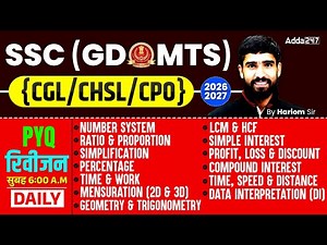 SSC GD/ MTS/ CGL/ CHSL/ CPO 2026-27 | Complete Math Topic Wise PYQ Revision #3 | Maths By Hariom Sir