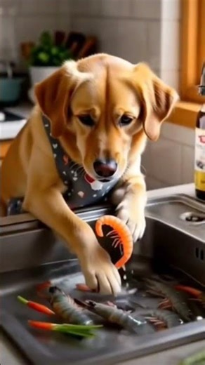 Dog cooking Prawn 🍤