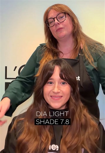 The new @L’Oréal Professionnel dia light 7.8 💭 Look at the shine and gloss on Lori’s hair 😍 hair by Erin #dialight #glossology #lorealpro