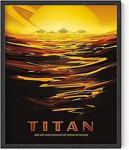HAUS AND HUES Vintage Space Posters - Retro Sci Fi Art NASA Posters for Walls, Space Girl NASA JPL Poster, Rapture Travel Retro Futurism Art SciFi Titan (Unframed 16x20)