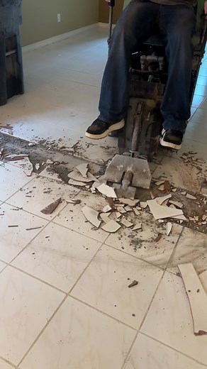 Tile removal! #flooring #demo #asmr