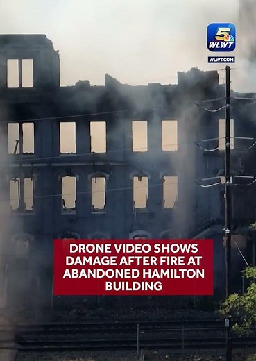 Aerial video shows damage caused by fire at former paper mill in Hamilton