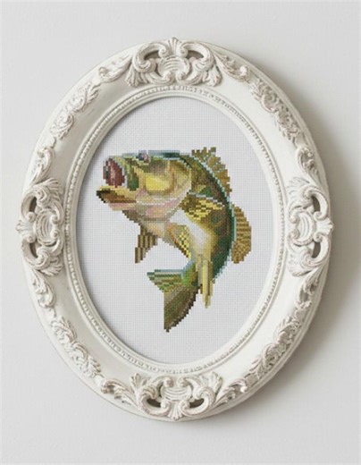 Fish, Fisherman's Embroidery - Cross Stitch Pattern , Instant Download (PDF Pattern) - Etsy