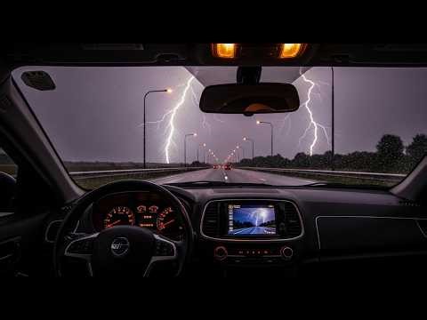 Driving on the toll road in the afternoon during heavy rain to sleep, work or study 🌧️