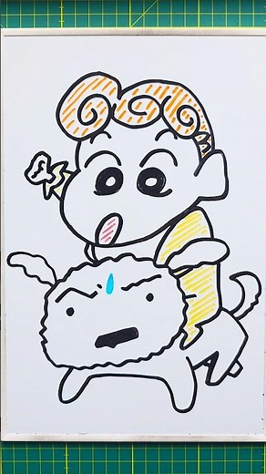How to draw Himawari riding Shiro on a whiteboard! "Crayon Shin-chan" #CrayonShinchan #art #short...