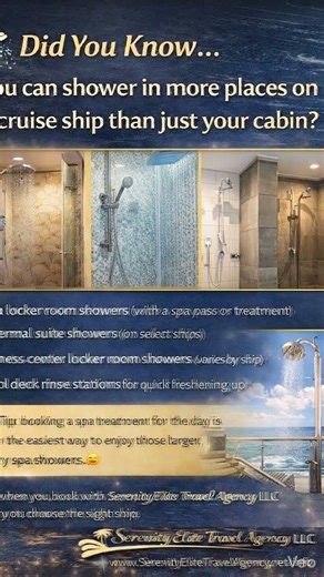 🚿🤔 Did You Know… you can shower in more places on a cruise ship than just your cabin?