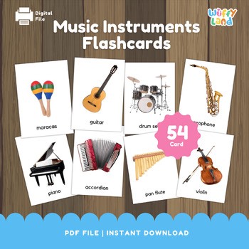 Musical Instruments Flashcards – 54 Music Vocabulary Cards with Real Photos