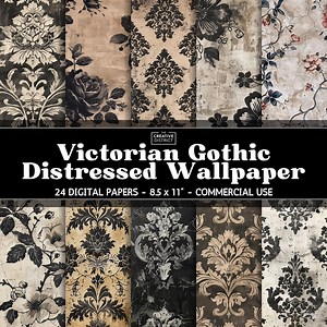 Victorian Gothic Distressed Wallpaper Digital Paper Haunted Floral Backgrounds in Sepia and Black Moody Gothic Junk Journal and Craft Papers - Etsy
