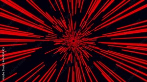 Glowing Lines 4K UHD 3840x2160 Loop 3d Animation. Flying in space with luminous neon lines. Hyperspace. Modern ultraviolet spectrum of light. Red color. Digital Design Concept.