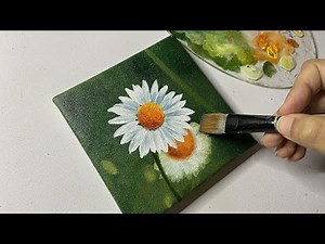 Daisy flower painting /acrylic painting tutorial for beginners/step by step/#62