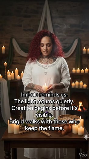 Imbolc marks the halfway point between winter and spring — a sacred pause where life begins to move again beneath the surface. This is the festival of Brigid: goddess of fire, healing, poetry, fertility, and sacred wells. Her flame isn’t loud or destructive — it’s the steady fire that warms the home, sparks creativity, and brings new life back to the land. Imbolc teaches us that renewal doesn’t arrive fully formed. First comes intention. Then devotion. Then growth. If you feel something awakenin
