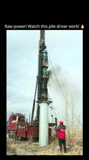 Raw power! Watch this pile driver work! 🔥