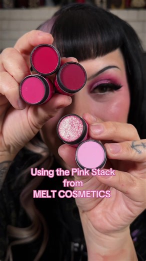 Play with the beautiful Petite Pink Stack from @meltcosmetics 😍🌸💗 . Alternative doesn’t come with a color rule. Pink is my favorite, glitter is non negotiable, and dramatic is just who I am. You can absolutely give edgy, alternative energy in pink, it’s all about how you wear it. This petite stack makes it so easy! Soft glam? Easy! Full glitter meltdown? Even easier 😏 It blends so effortlessly and works for whatever mood I’m in 💗✨ . I recived this item in PR . #altmakeup #emomakeup #mommake