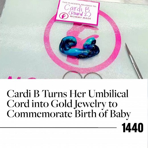 Cardi B celebrated the birth of her fourth child by turning a piece of her umbilical cord into a gold keepsake. She welcomed her first child with boyfriend Stefon Diggs on November 4 and worked with Mommy Made Encapsulation to create a heart-shaped memento dipped in gold. Cardi also got a placenta print. She shared the first photos of her newborn on Instagram, showing him in a New England Patriots onesie and cap in honor of Diggs’ NFL team. Subscribe to our newsletter at the #linkinbio to read t