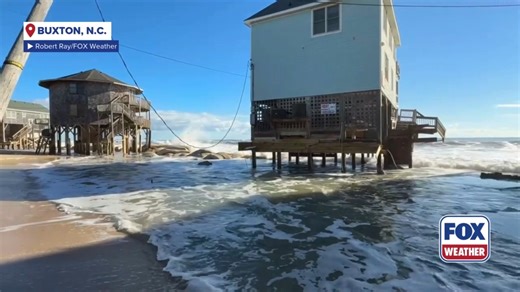 27K views · 413 reactions | OUTER BANKS SUNRISE: Large waves continue to pound the shores of Buxton, North Carolina, as a King Tide and coastal erosion continue to threaten homes along the Outer Banks. | FOX Weather | Facebook