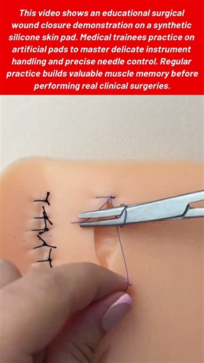 Demonstrating Continuous Suture Technique On A Synthetic Silicone Practice Skin Pad