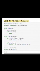 🔹 Object-Oriented Programming (OOP) 1️⃣ Class A class is a blueprint or template used to create objects. It defines what data and actions an object will have. 📌 Example: A Car class defines color, model, and speed. 2️⃣ Object An object is a real-world instance of a class. It represents an actual entity created from the class. 📌 Example: MyCar is an object of the Car class. 3️⃣ Encapsulation Encapsulation means binding data and methods together and protecting data from outside access. 📌 It im
