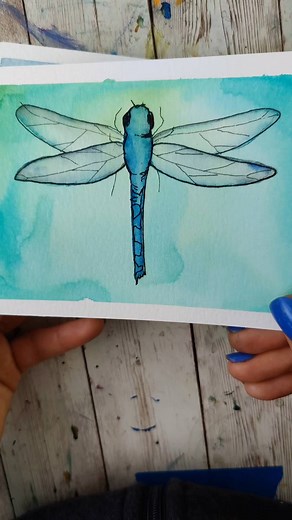 Lacey Walker on Instagram: "Easy watercolor dragonfly tutorial! #watercolor #watercolortutorial #easywatercolor #easyart #dragonfly #dragonflywatercolor #beginnerwatercolor #drawingtips"