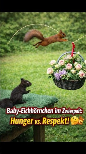 Baby-Eichhörnchen im Zwiespalt: Hunger vs. Respekt! 🤔
