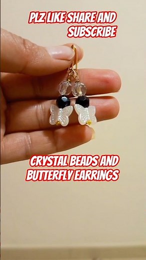 DIY crystal beads and butterfly earrings| handmade earrings #diy #art #shorts