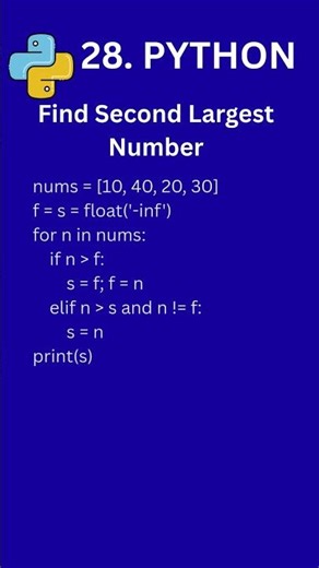 Python Interview Questions #28 | Find Second Largest Number | Python in Telugu #sortutorials