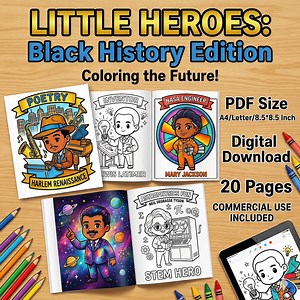 Black History Heroes Coloring Pages, Kids Activity, Commercial Use (PDF Download, 20 Pages) - Etsy Australia