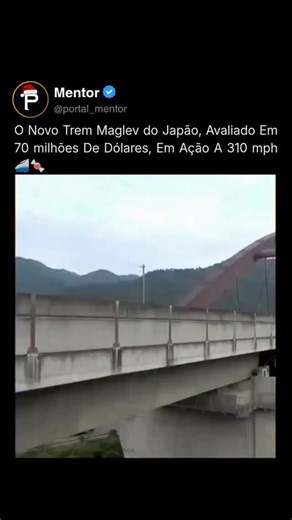 Portal Mentor | Felipe Mountez on Instagram: "O que você está vendo não é ficção científica — é o futuro em movimento. 🚄 O trem Maglev japonês utiliza levitação magnética para eliminar o atrito com os trilhos, permitindo atingir velocidades impressionantes de mais de 500 km/h (310 mph). Quando o repórter presencia essa cena ao vivo, a reação é imediata: silêncio absoluto. Não por falta de palavras, mas porque algumas experiências simplesmente quebram qualquer referência anterior de velocidade,