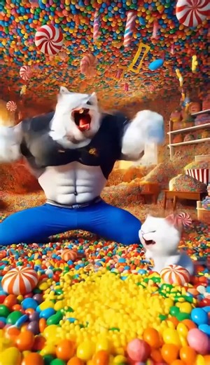 Dad Cat Makes 🥗… Kitten Orders 🍭🍬🍫 GALORE! Room Explodes with Candy! 😱😂#cattales #catfunny | Power Cat