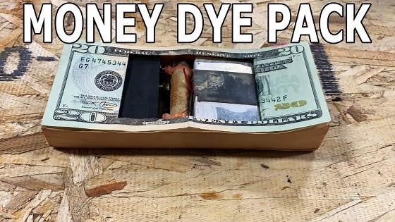 Bank teller money dye pack cut in half with waterjet