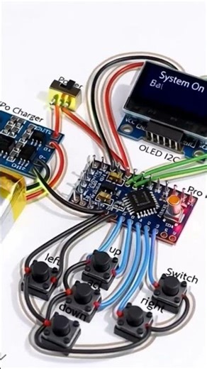 This image displays a wiring diagram for a DIY handheld retro game console project.Core Controller: