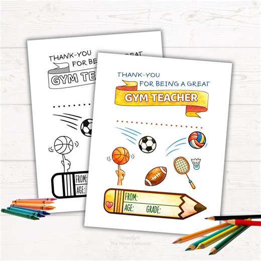 Gym Teacher Thank You Gift | Printable Coloring Pages | INSTANT DOWNLOAD | Phys Ed Teacher Appreciation Gift | Coloring Page for PE Teacher - Etsy