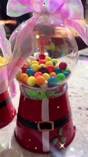 Gum Ball Machine It was quick and easy to make to share with friends and coworkers with their favorite candy #DollarTreeDIY #Christmas #crafting