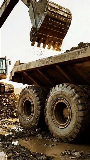 Massive Excavator Loads Giant Dump Truck! 🏗️ Heavy Machinery Power in Action