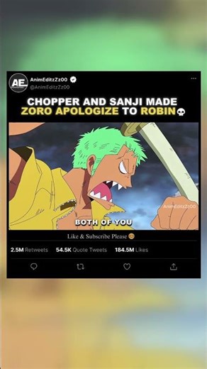 「 Chopper And Sanji Made Zoro Apologize To Robin💀」- EDIT | #onepiece #shorts